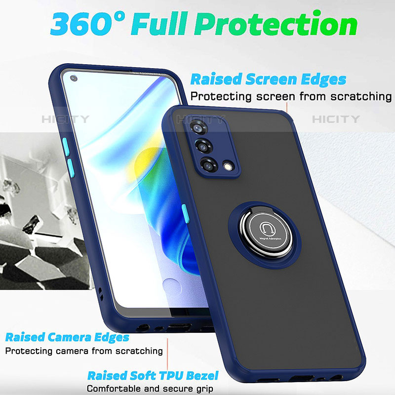 Custodia Silicone e Plastica Opaca Cover con Magnetico Anello Supporto QW2 per Oppo F21s Pro 4G