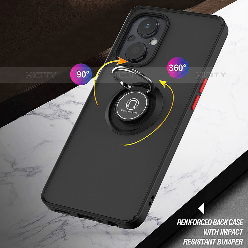 Custodia Silicone e Plastica Opaca Cover con Magnetico Anello Supporto QW2 per Oppo Reno8 Lite 5G