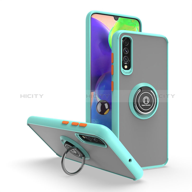 Custodia Silicone e Plastica Opaca Cover con Magnetico Anello Supporto QW2 per Samsung Galaxy A70