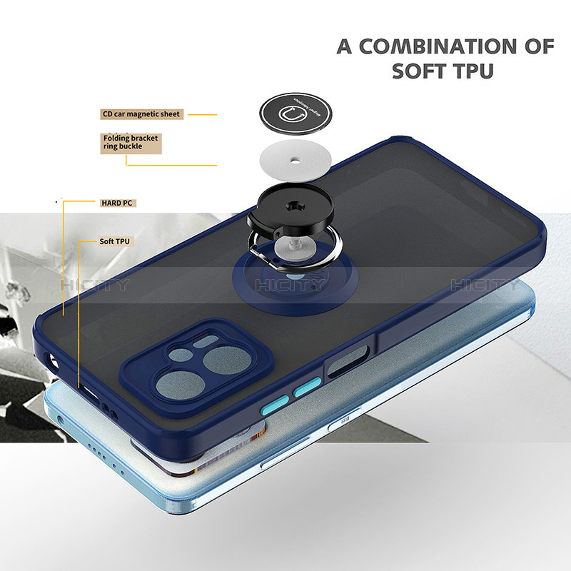 Custodia Silicone e Plastica Opaca Cover con Magnetico Anello Supporto QW2 per Xiaomi Poco X4 GT 5G