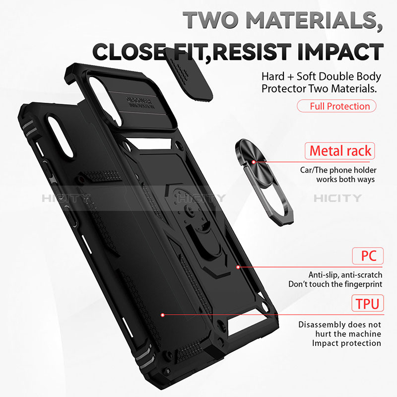 Custodia Silicone e Plastica Opaca Cover con Magnetico Anello Supporto QW3 per Xiaomi Redmi 9A