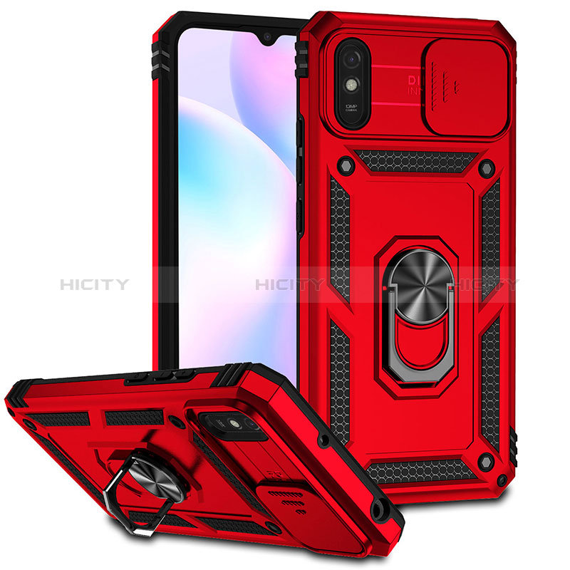 Custodia Silicone e Plastica Opaca Cover con Magnetico Anello Supporto QW3 per Xiaomi Redmi 9AT