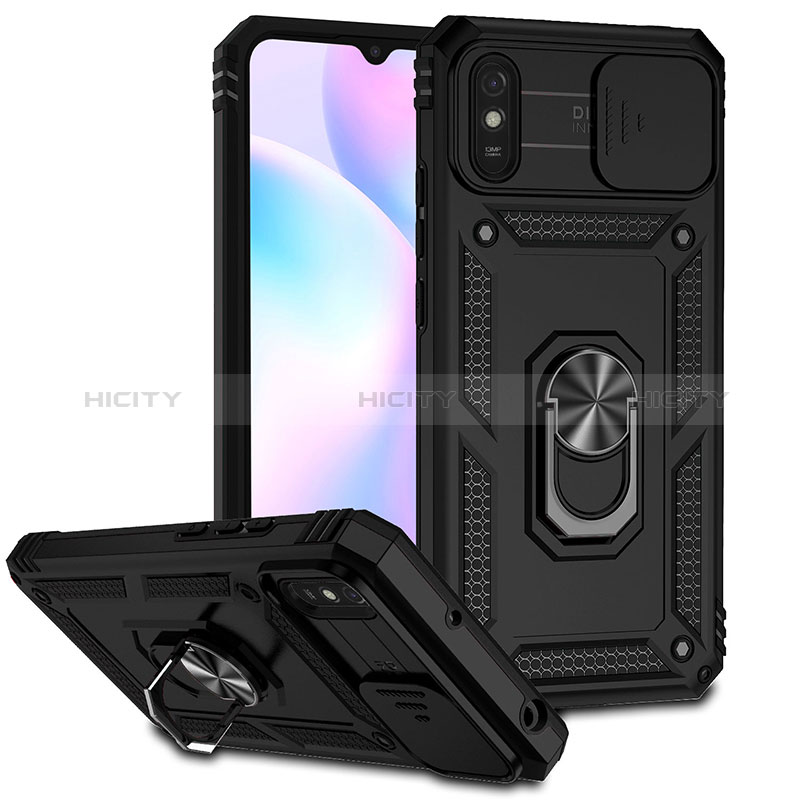 Custodia Silicone e Plastica Opaca Cover con Magnetico Anello Supporto QW3 per Xiaomi Redmi 9i