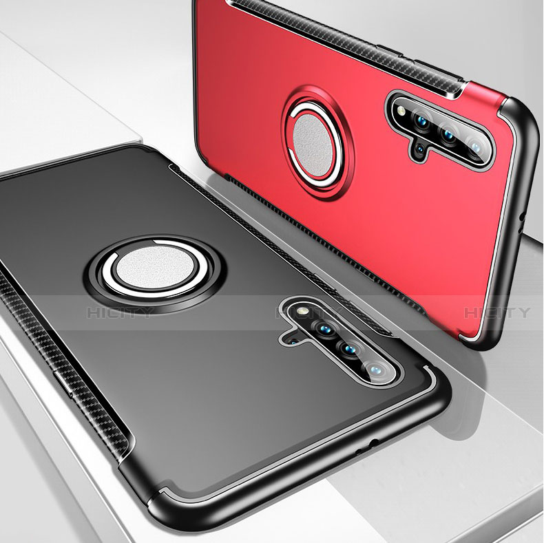 Custodia Silicone e Plastica Opaca Cover con Magnetico Anello Supporto R01 per Huawei Honor 20