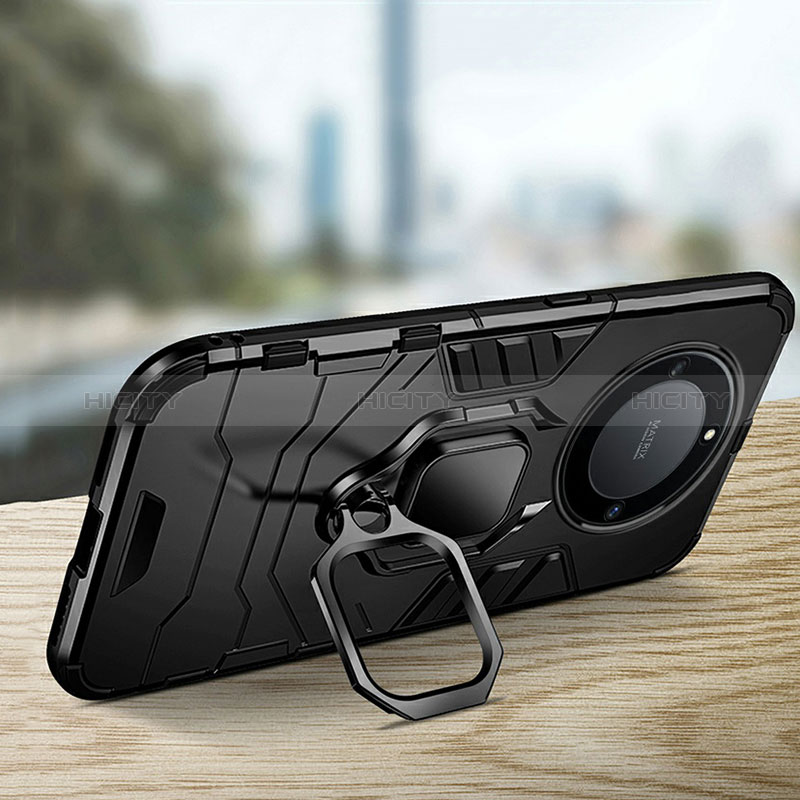 Custodia Silicone e Plastica Opaca Cover con Magnetico Anello Supporto R01 per Huawei Honor Magic6 Lite 5G