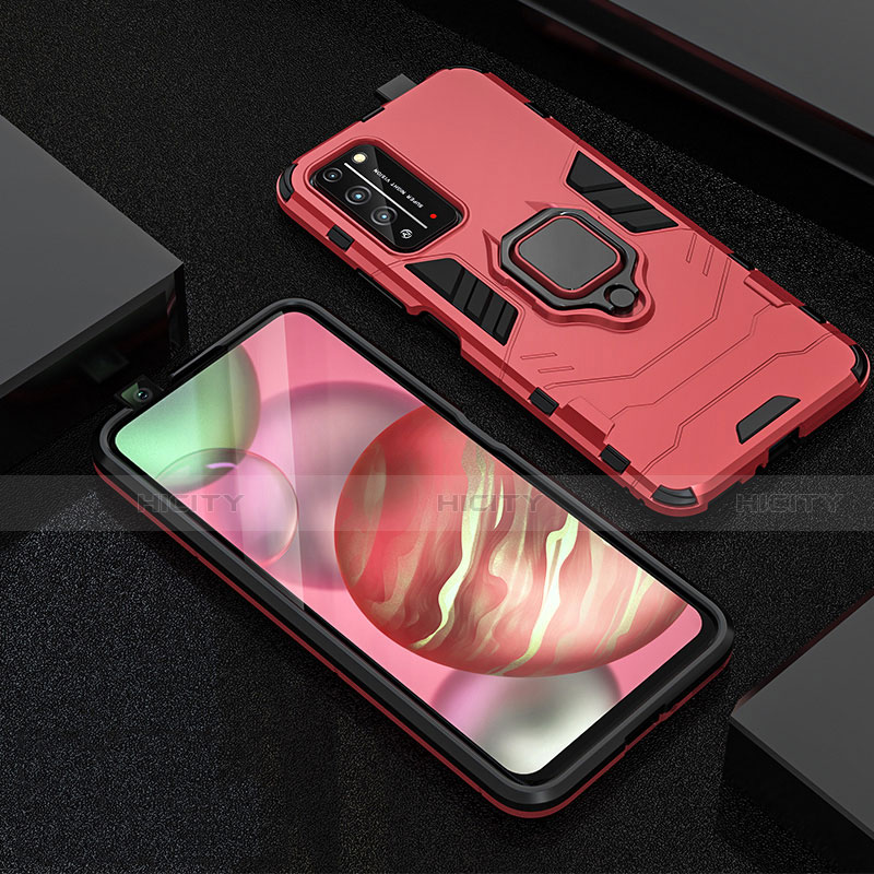 Custodia Silicone e Plastica Opaca Cover con Magnetico Anello Supporto R01 per Huawei Honor X10 5G