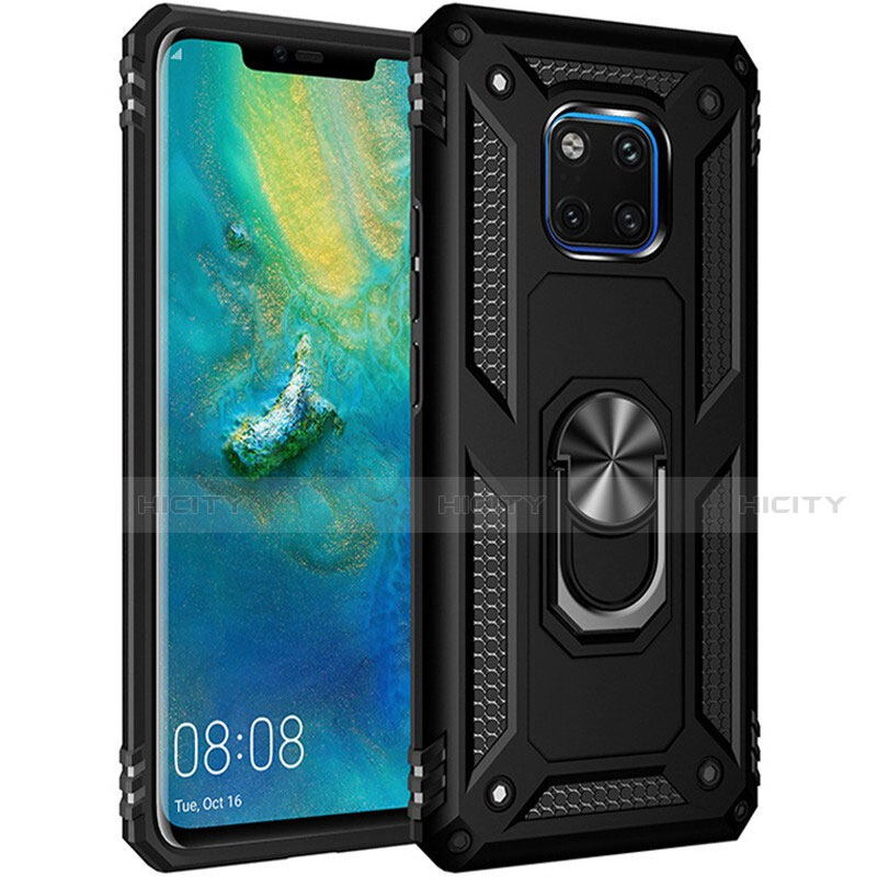 Custodia Silicone e Plastica Opaca Cover con Magnetico Anello Supporto R01 per Huawei Mate 20 Pro