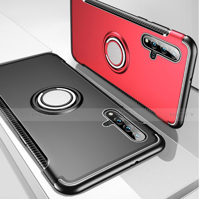 Custodia Silicone e Plastica Opaca Cover con Magnetico Anello Supporto R01 per Huawei Nova 5T
