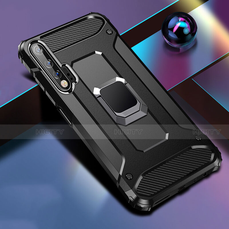 Custodia Silicone e Plastica Opaca Cover con Magnetico Anello Supporto R01 per Huawei Nova 6 5G