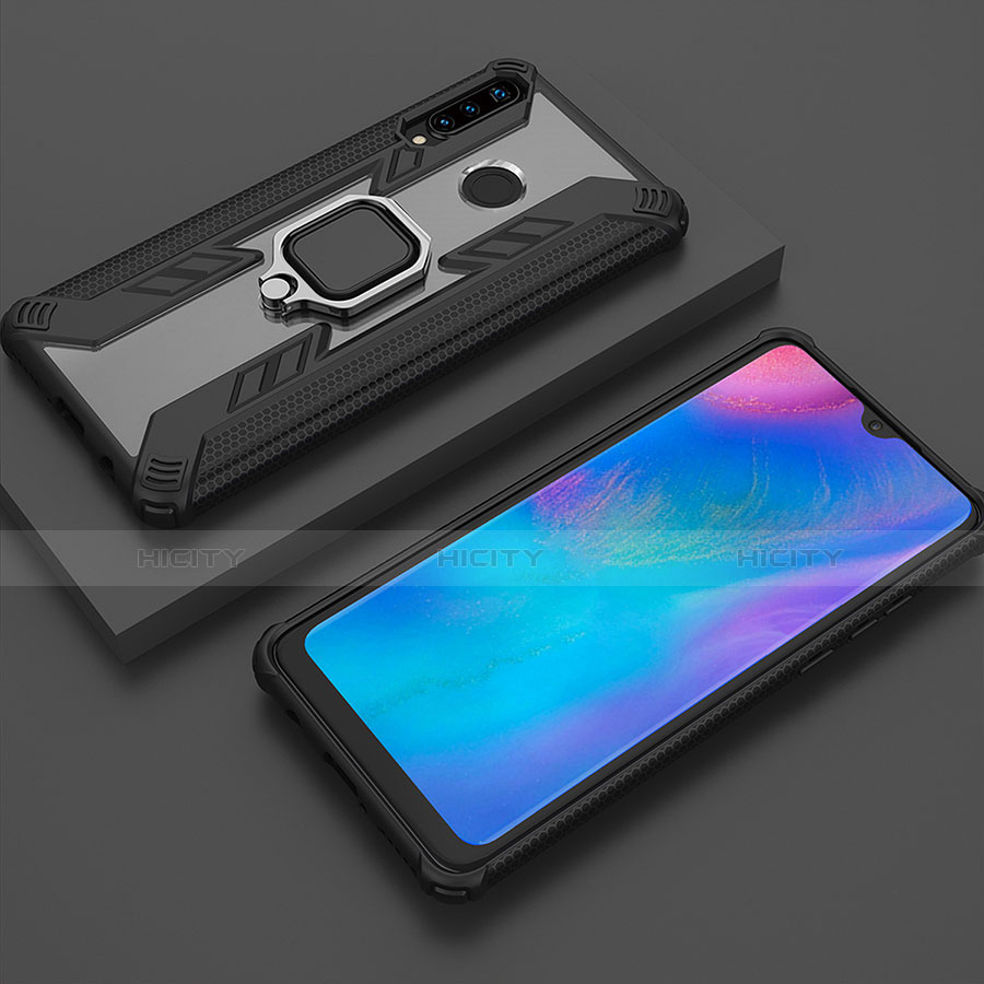 Custodia Silicone e Plastica Opaca Cover con Magnetico Anello Supporto R01 per Huawei P30 Lite New Edition