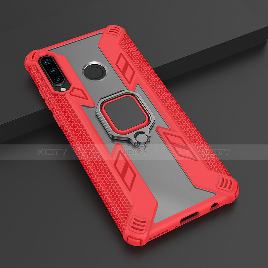 Custodia Silicone e Plastica Opaca Cover con Magnetico Anello Supporto R01 per Huawei P30 Lite New Edition