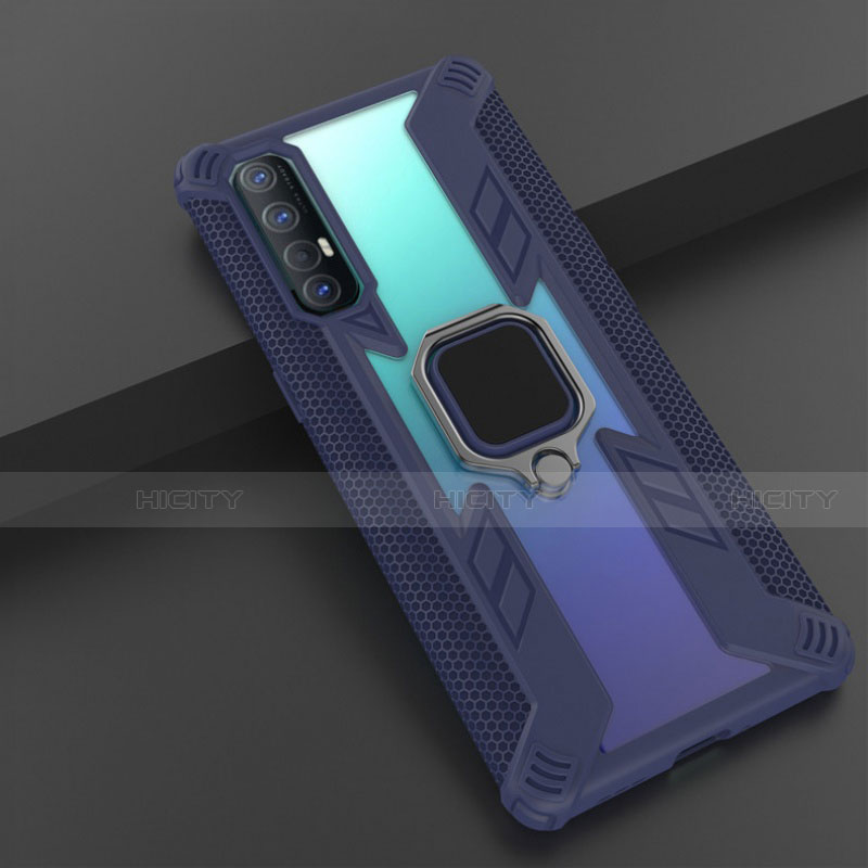 Custodia Silicone e Plastica Opaca Cover con Magnetico Anello Supporto R01 per Oppo Find X2 Neo