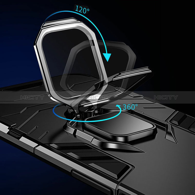 Custodia Silicone e Plastica Opaca Cover con Magnetico Anello Supporto R01 per Samsung Galaxy A12