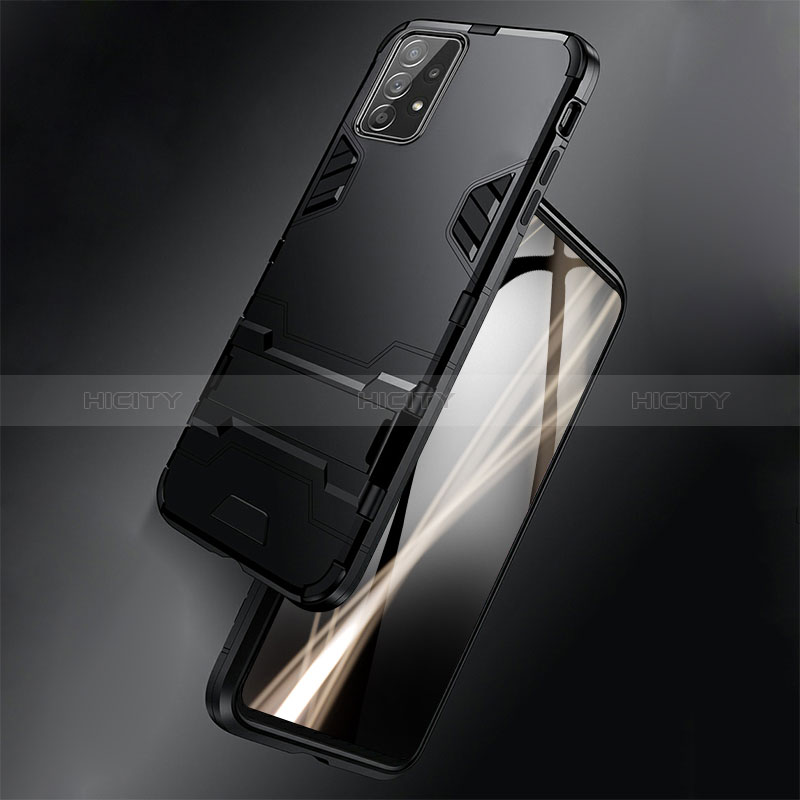 Custodia Silicone e Plastica Opaca Cover con Magnetico Anello Supporto R01 per Samsung Galaxy A52s 5G