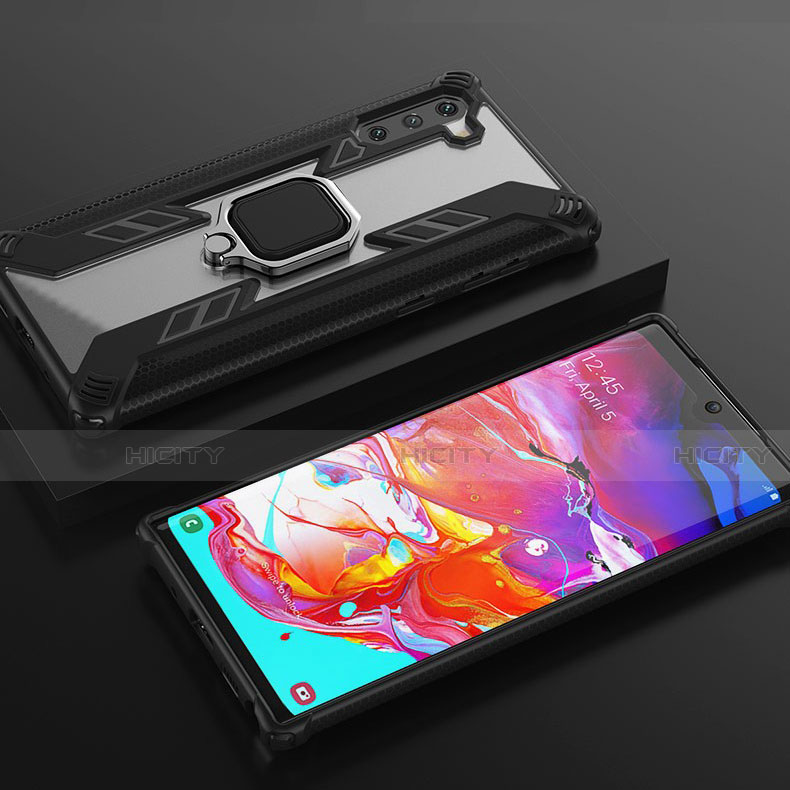 Custodia Silicone e Plastica Opaca Cover con Magnetico Anello Supporto R01 per Samsung Galaxy Note 10 5G