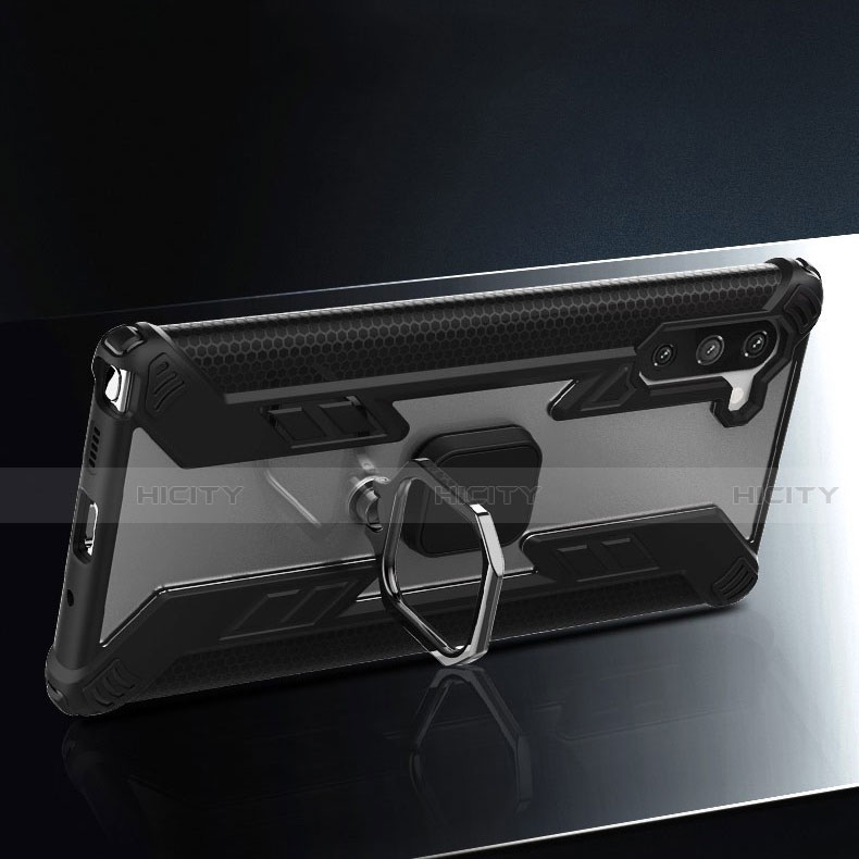 Custodia Silicone e Plastica Opaca Cover con Magnetico Anello Supporto R01 per Samsung Galaxy Note 10 5G