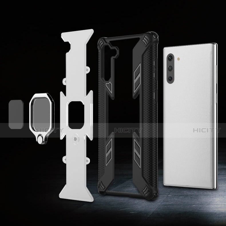 Custodia Silicone e Plastica Opaca Cover con Magnetico Anello Supporto R01 per Samsung Galaxy Note 10