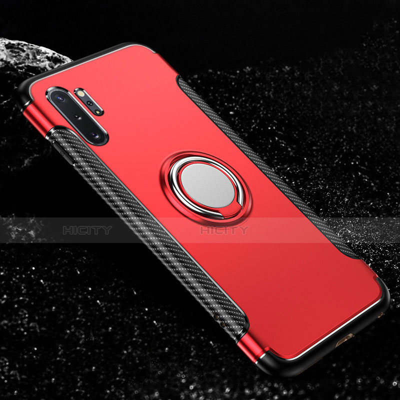Custodia Silicone e Plastica Opaca Cover con Magnetico Anello Supporto R01 per Samsung Galaxy Note 10 Plus 5G Rosso