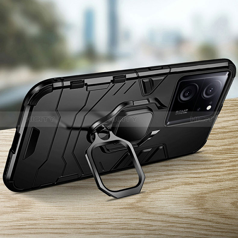 Custodia Silicone e Plastica Opaca Cover con Magnetico Anello Supporto R01 per Xiaomi Mi 13T 5G
