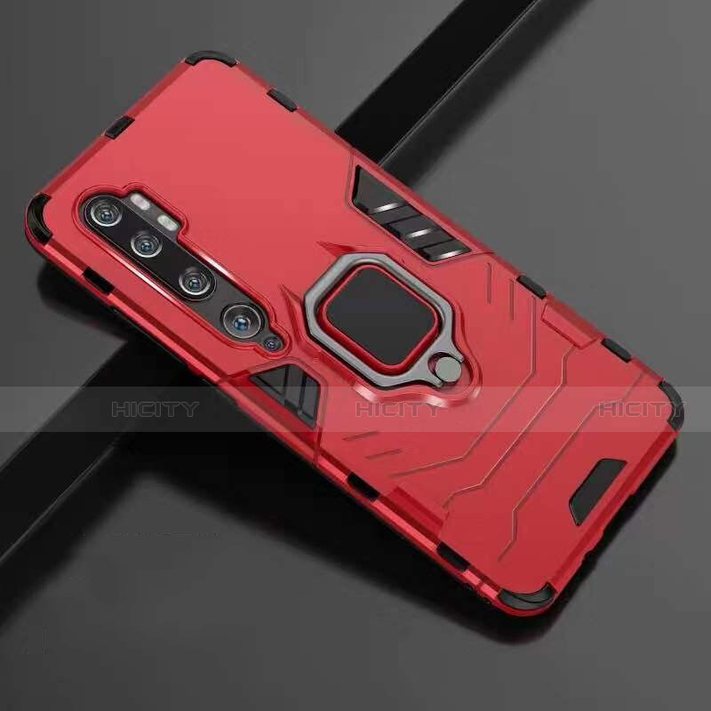 Custodia Silicone e Plastica Opaca Cover con Magnetico Anello Supporto R01 per Xiaomi Mi Note 10