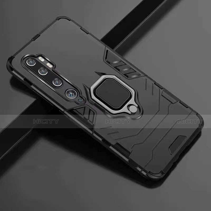 Custodia Silicone e Plastica Opaca Cover con Magnetico Anello Supporto R01 per Xiaomi Mi Note 10