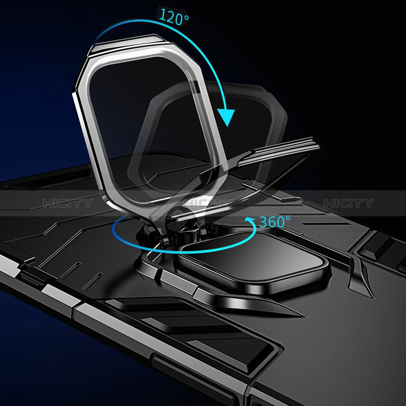 Custodia Silicone e Plastica Opaca Cover con Magnetico Anello Supporto R01 per Xiaomi Poco F5 5G