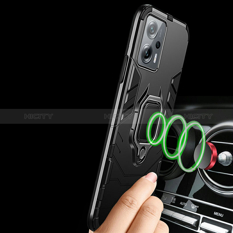 Custodia Silicone e Plastica Opaca Cover con Magnetico Anello Supporto R01 per Xiaomi Poco X4 GT 5G