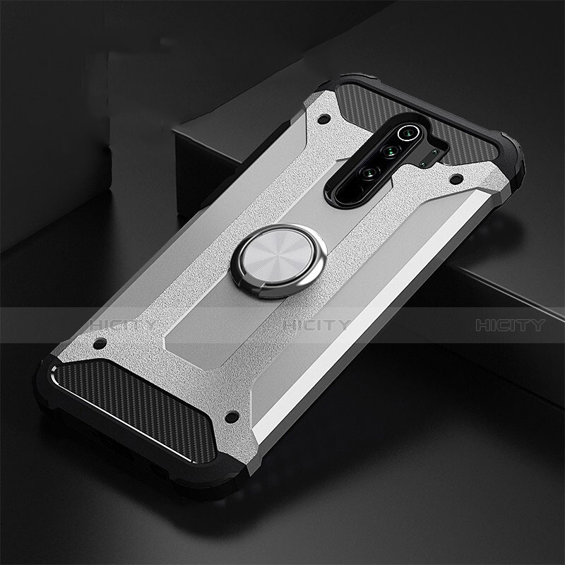 Custodia Silicone e Plastica Opaca Cover con Magnetico Anello Supporto R01 per Xiaomi Redmi Note 8 Pro