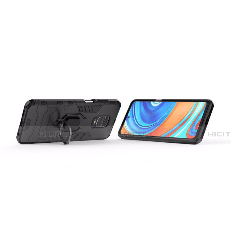 Custodia Silicone e Plastica Opaca Cover con Magnetico Anello Supporto R01 per Xiaomi Redmi Note 9 Pro