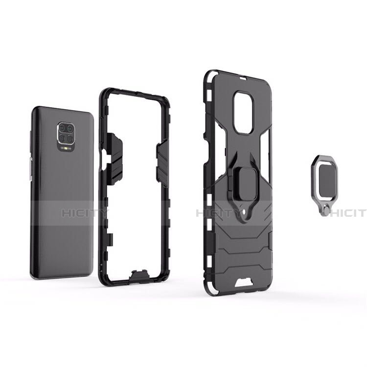 Custodia Silicone e Plastica Opaca Cover con Magnetico Anello Supporto R01 per Xiaomi Redmi Note 9 Pro