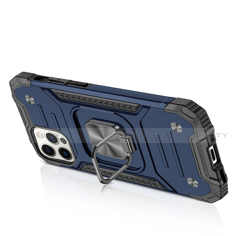 Custodia Silicone e Plastica Opaca Cover con Magnetico Anello Supporto R02 per Apple iPhone 12 Pro
