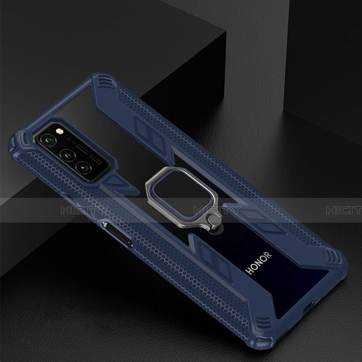 Custodia Silicone e Plastica Opaca Cover con Magnetico Anello Supporto R02 per Huawei Honor V30 5G