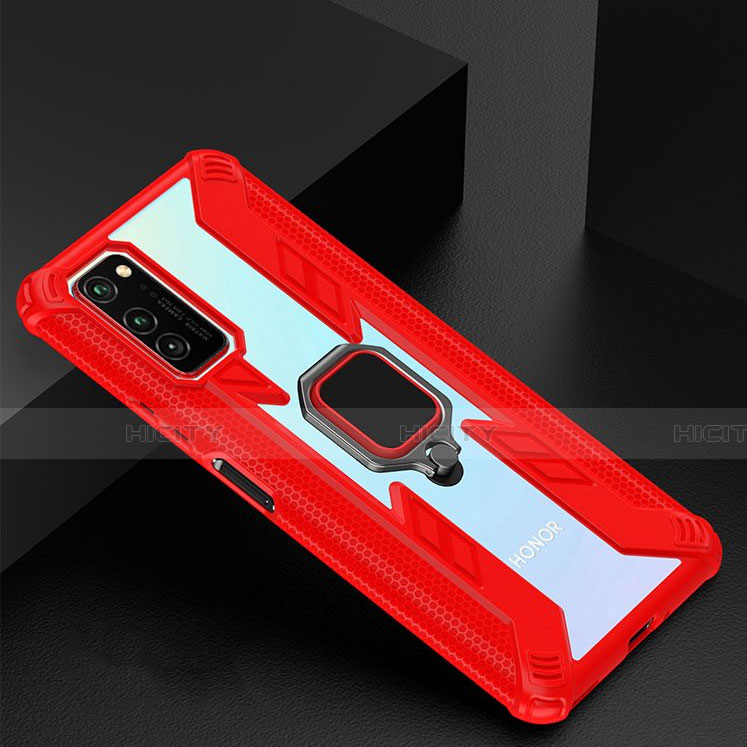 Custodia Silicone e Plastica Opaca Cover con Magnetico Anello Supporto R02 per Huawei Honor V30 5G