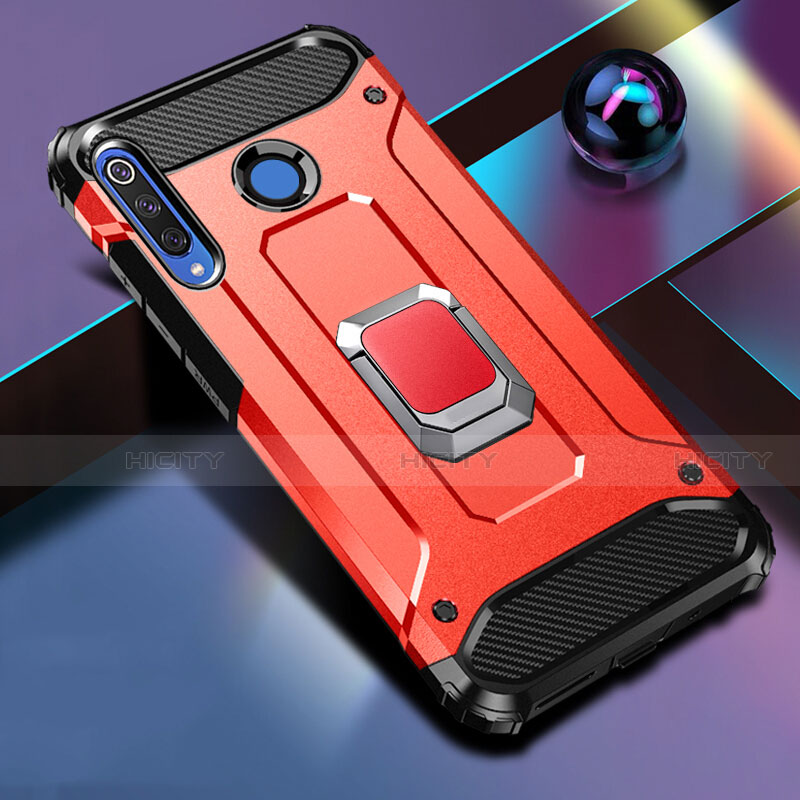 Custodia Silicone e Plastica Opaca Cover con Magnetico Anello Supporto R02 per Huawei Nova 4e Rosso