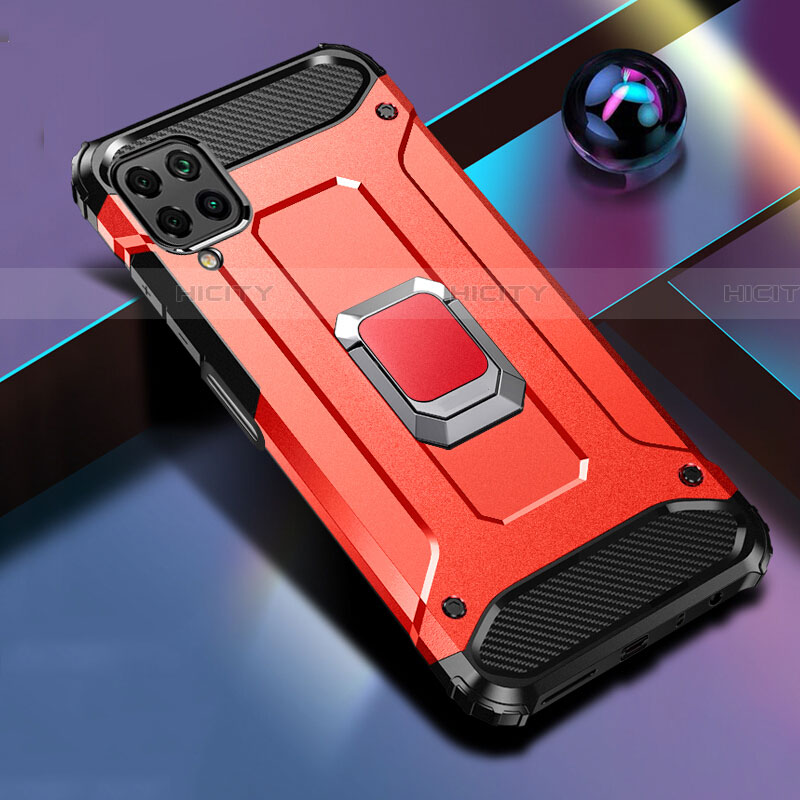 Custodia Silicone e Plastica Opaca Cover con Magnetico Anello Supporto R02 per Huawei P40 Lite Rosso
