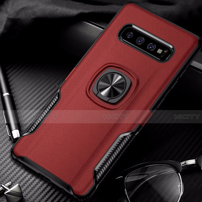 Custodia Silicone e Plastica Opaca Cover con Magnetico Anello Supporto R02 per Samsung Galaxy S10