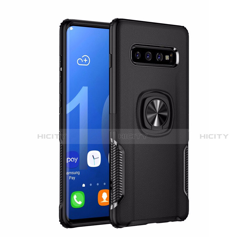 Custodia Silicone e Plastica Opaca Cover con Magnetico Anello Supporto R02 per Samsung Galaxy S10