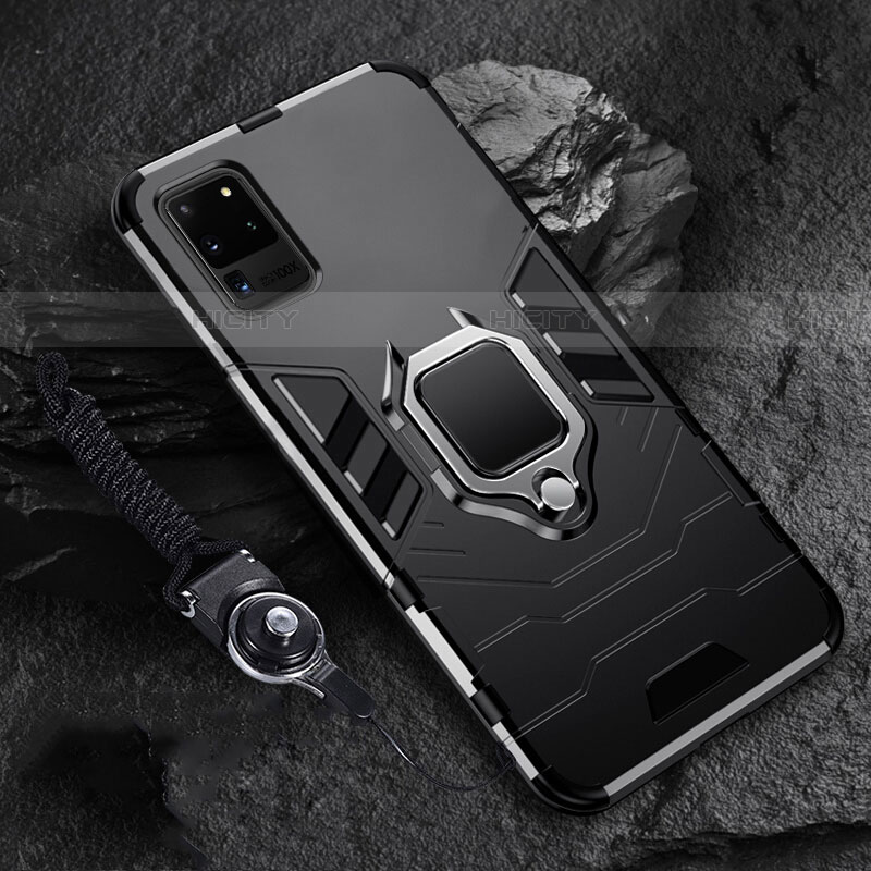 Custodia Silicone e Plastica Opaca Cover con Magnetico Anello Supporto R02 per Samsung Galaxy S20 Ultra
