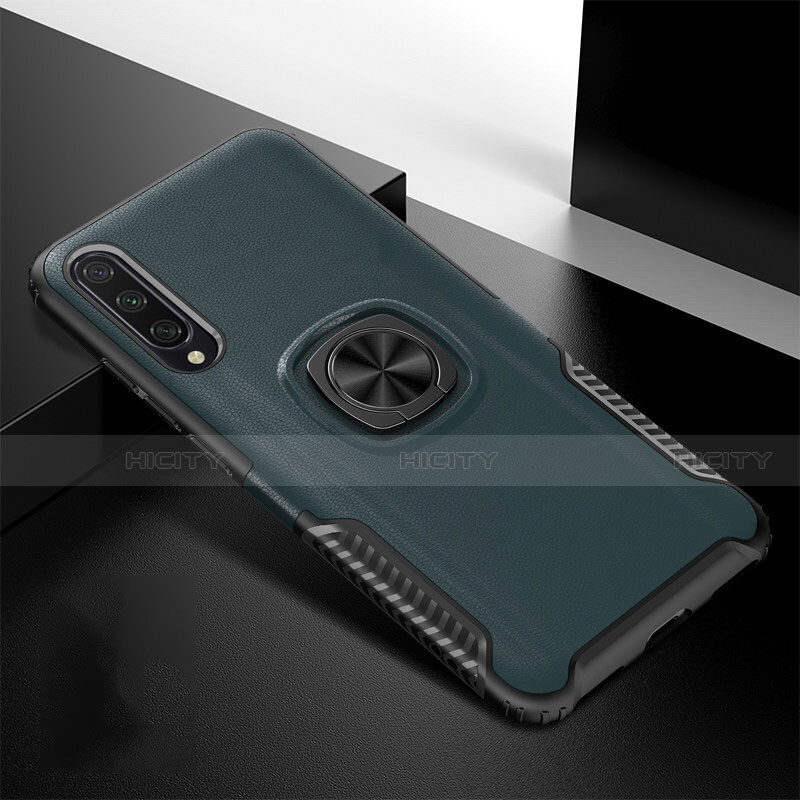 Custodia Silicone e Plastica Opaca Cover con Magnetico Anello Supporto R02 per Xiaomi Mi A3 Verde