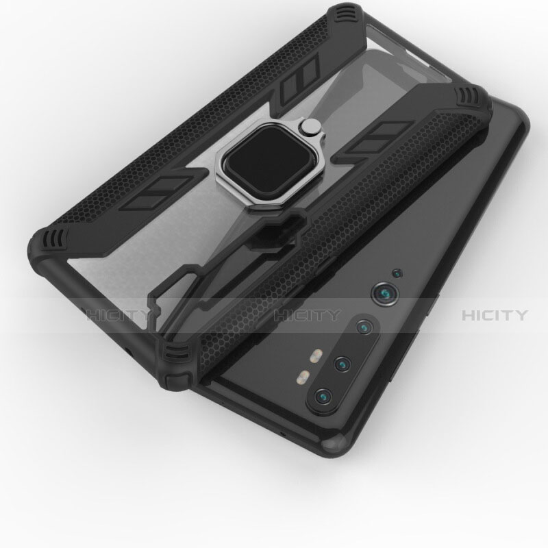 Custodia Silicone e Plastica Opaca Cover con Magnetico Anello Supporto R02 per Xiaomi Mi Note 10 Pro