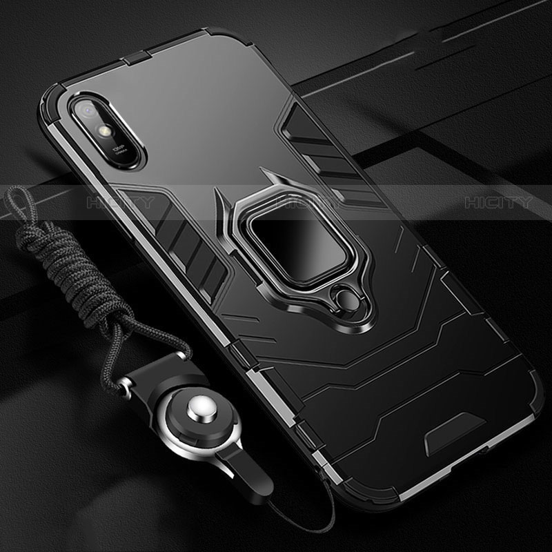 Custodia Silicone e Plastica Opaca Cover con Magnetico Anello Supporto R02 per Xiaomi Redmi 9AT