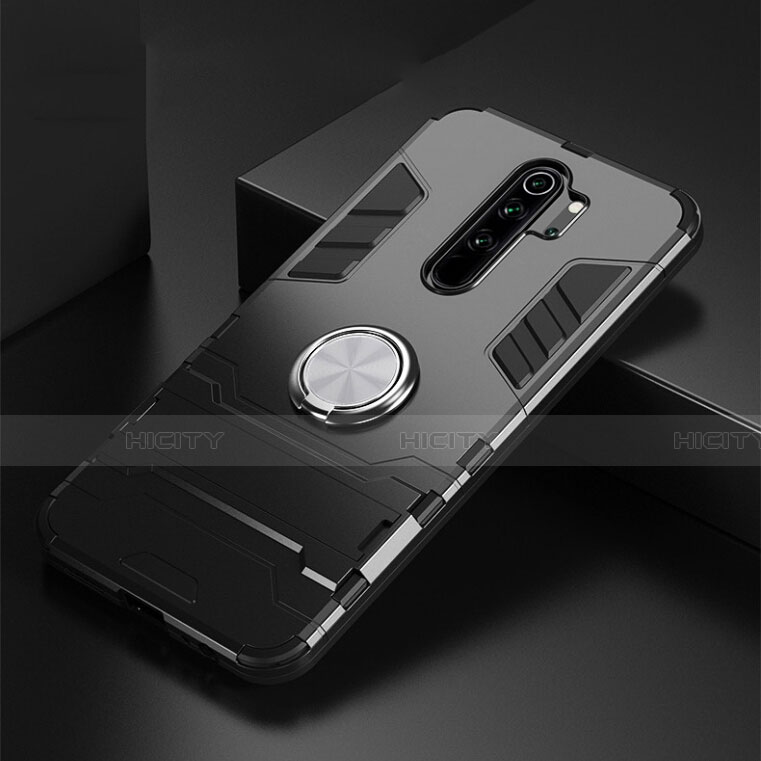 Custodia Silicone e Plastica Opaca Cover con Magnetico Anello Supporto R02 per Xiaomi Redmi Note 8 Pro