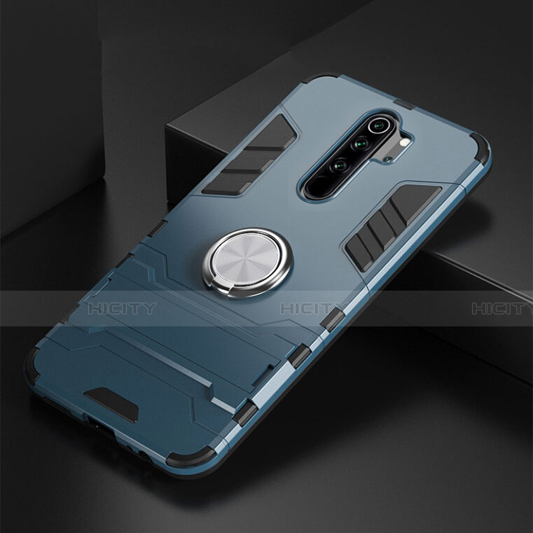 Custodia Silicone e Plastica Opaca Cover con Magnetico Anello Supporto R02 per Xiaomi Redmi Note 8 Pro