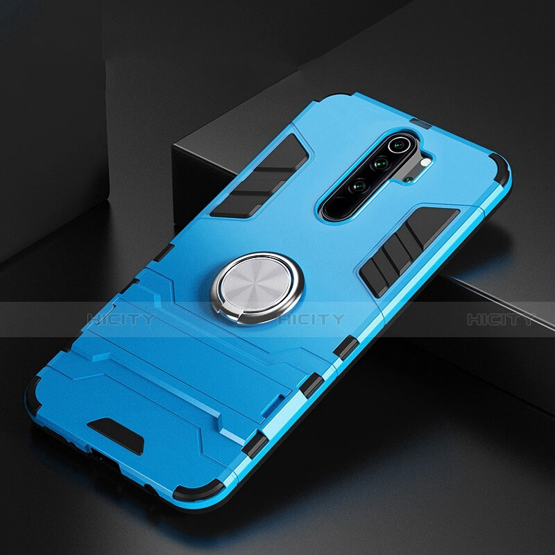Custodia Silicone e Plastica Opaca Cover con Magnetico Anello Supporto R02 per Xiaomi Redmi Note 8 Pro