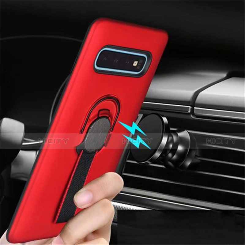 Custodia Silicone e Plastica Opaca Cover con Magnetico Anello Supporto R03 per Samsung Galaxy S10