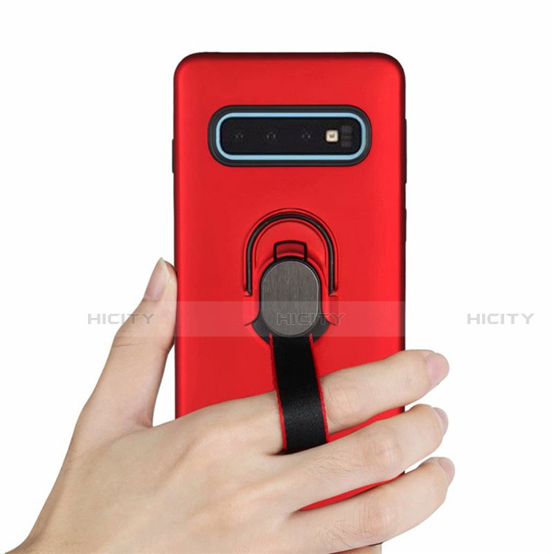 Custodia Silicone e Plastica Opaca Cover con Magnetico Anello Supporto R03 per Samsung Galaxy S10 5G