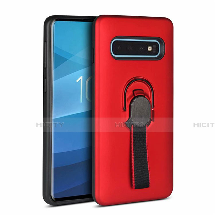 Custodia Silicone e Plastica Opaca Cover con Magnetico Anello Supporto R03 per Samsung Galaxy S10 5G Rosso