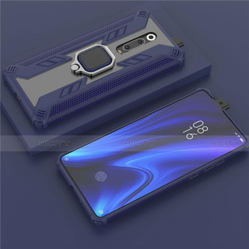 Custodia Silicone e Plastica Opaca Cover con Magnetico Anello Supporto R03 per Xiaomi Mi 9T Pro