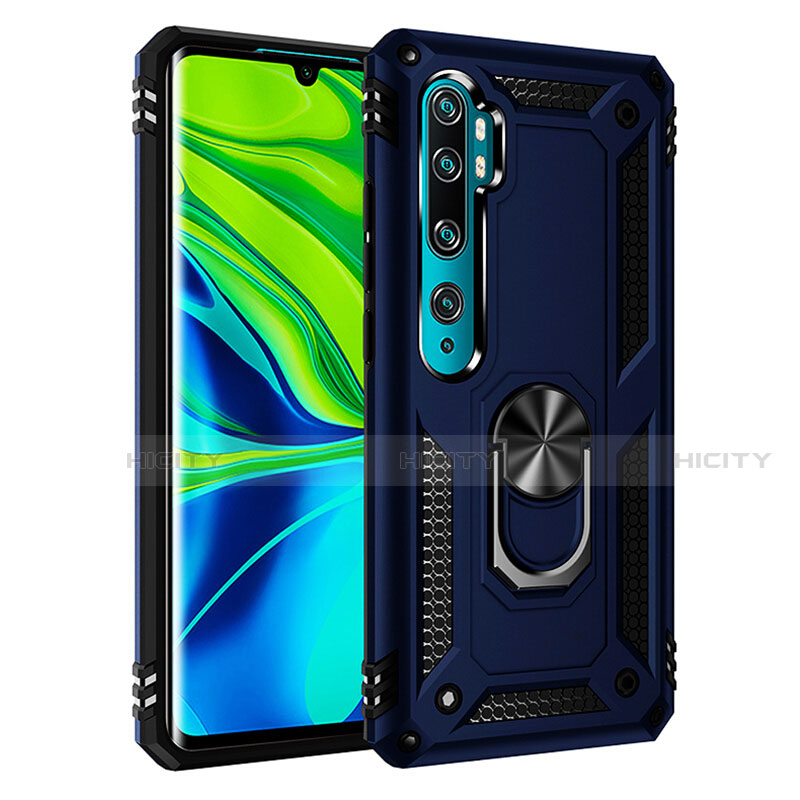 Custodia Silicone e Plastica Opaca Cover con Magnetico Anello Supporto R03 per Xiaomi Mi Note 10