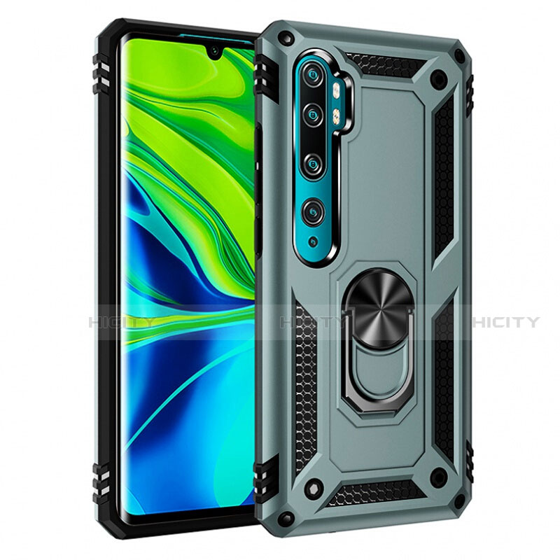 Custodia Silicone e Plastica Opaca Cover con Magnetico Anello Supporto R03 per Xiaomi Mi Note 10 Pro